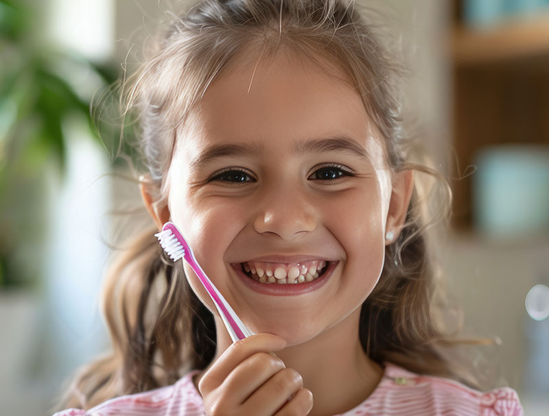 girl with toothbrush